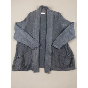 Coastal Grandmother CJ Banks Blue Open Knit Cardigan XXL Plus Size Cotton